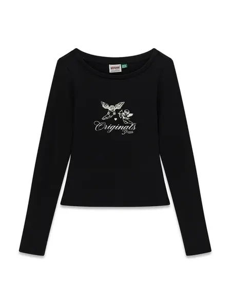 GUESS Originals Tričko  čierna / biela