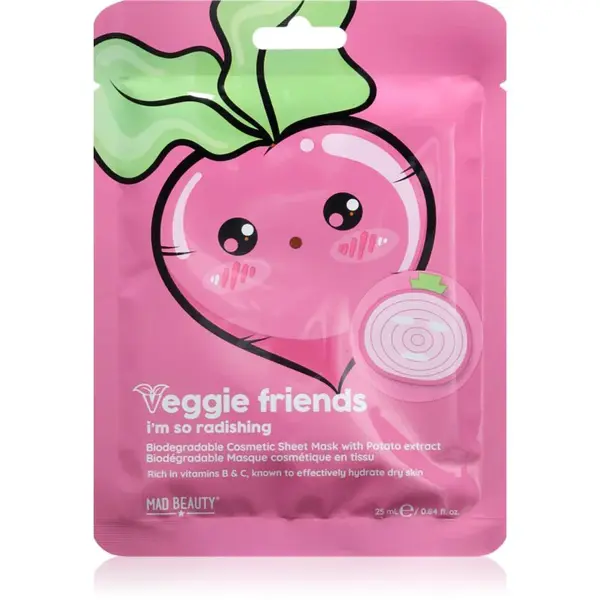 Mad Beauty Veggie Friends Radish plátýnková maska s hydratačním účinkem 25 ml