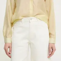Džínové šortky Answear.LAB dámské, béžová barva, hladké, high waist