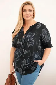 Plus size halenka s květinovým vzorem