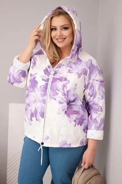 Dámská jarní bunda Kesi Plus Size s květinovým vzorem