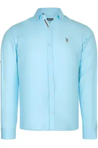 G974 DEWBERRY MEN'S SHIRT-CYAN