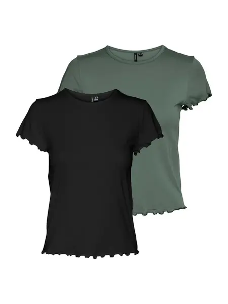 VERO MODA Tričko 'VMBARBARA'  smaragdová / čierna