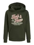 Jack & Jones Junior Mikina 'JJELOGO'  béžová / zelená / biela