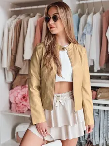 Dámská kožená bunda METSOUL béžová