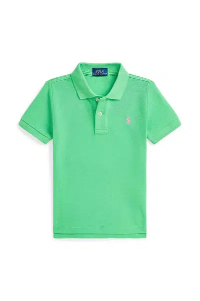 Dětská bavlněná polokošile Polo Ralph Lauren zelená barva, 322703632192