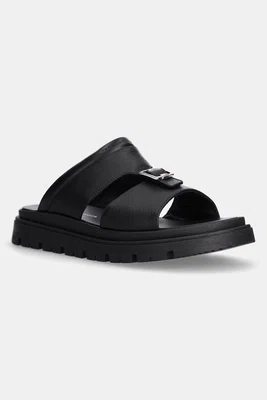 Kožené pantofle Tommy Hilfiger černá barva, T4B2-33948