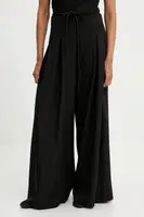Kalhoty Answear.LAB dámské, černá barva, široké, high waist