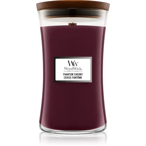 Woodwick Phantom Cherry vonná svíčka s dřevěným knotem 609.5 g