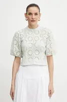 Bavlněná halenka Twinset dámská, zelená barva, vzorovaná, 251TT2366