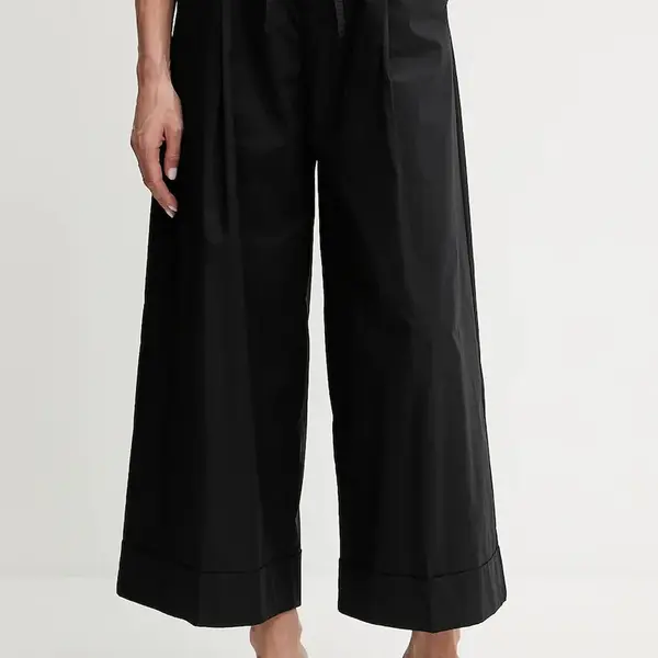 Bavlněné kalhoty Liu Jo dámské, černá barva, široké, high waist, WA5276.T3051