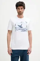 Bavlněné tričko BOSS Orange pánské, bílá barva, s potiskem, 50539187
