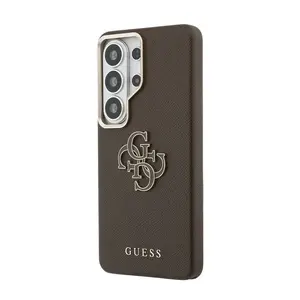 Zadní kryt Guess PU 4G Resin Metal Logo pro Samsung Galaxy S26 Ultra, hnědá