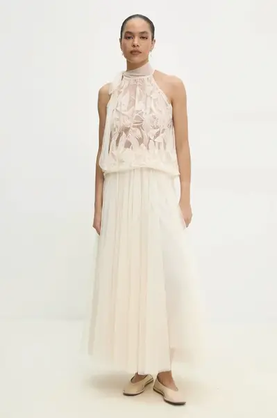 Halenka Answear.LAB dámská, béžová barva, vzorovaná