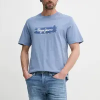 Bavlněné tričko Pepe Jeans PICTHON modrá barva, s potiskem, PM509782
