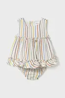 Kojenecké šaty s příměsí lnu Mayoral Newborn žlutá barva, mini, 1844