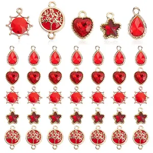 40Pcs 5 Styles Glass Pendants