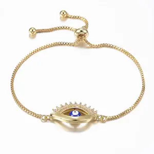 Adjustable Brass Micro Pave Cubic Zirconia Slider Bracelets