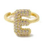 Rack Plating Letter Brass Micro Pave Clear Cubic Zirconia Adjustable Rings for Women