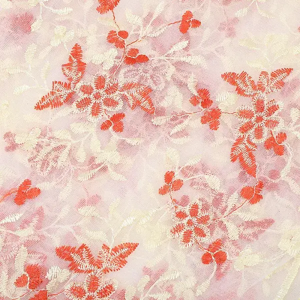 Flower Pattern Polyester Embroidery Lace Fabric
