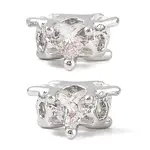 Brass Micro Pave Cubic Zirconia Beads