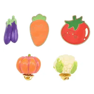 5Pcs 5 Styles Vegetable Resin Brass Lapel Pin Backs for Backpack Clothes