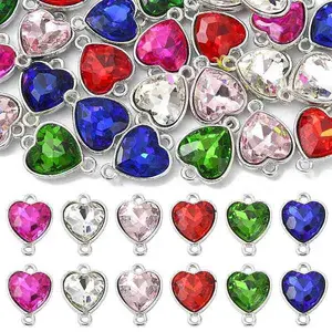 30Pcs 6 Colors Alloy Glass Links/Connectors