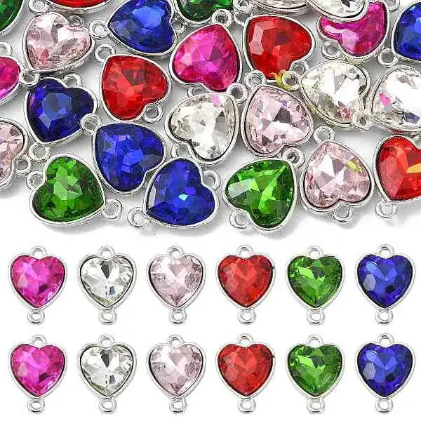 30Pcs 6 Colors Alloy Glass Links/Connectors
