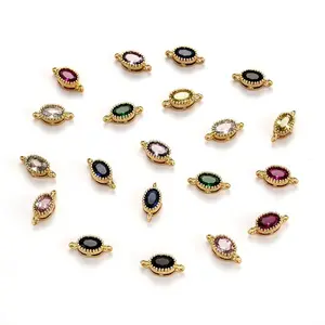 Real 18K Gold Plated Brass Micro Pave Cubic Zirconia Links Connectors