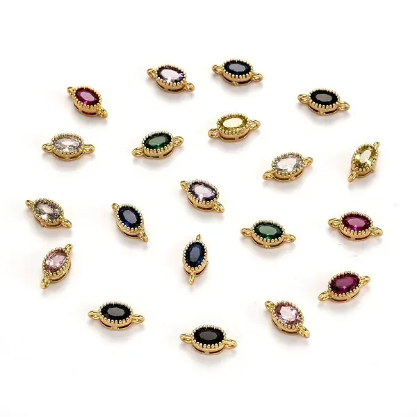 Real 18K Gold Plated Brass Micro Pave Cubic Zirconia Links Connectors