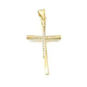 Brass Micro Pave Clear Cubic Zirconia Pendants