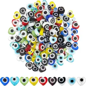 180Pcs 9 Colors Handmade Evil Eye Lampwork Beads Strands