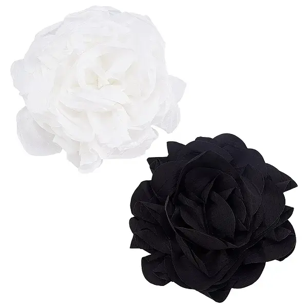 2Pcs 2 Colors Flower Polyester Brooches