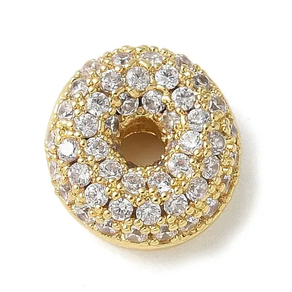 Brass Micro Pave Cubic Zirconia Beads