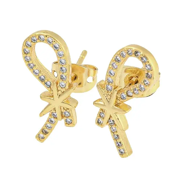 Brass Micro Pave Cubic Zirconia Ear Studs