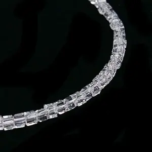 Transparent Cube Shaped Crystal Glass Beads Strands