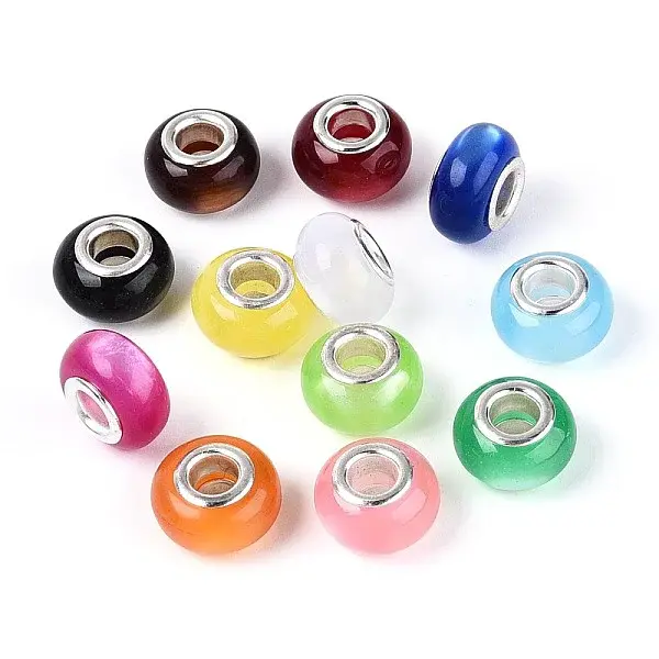 Large Hole Rondelle Resin European Beads