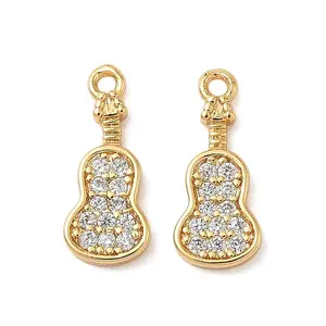 Brass Micro Pave Clear Cubic Zirconia Charms