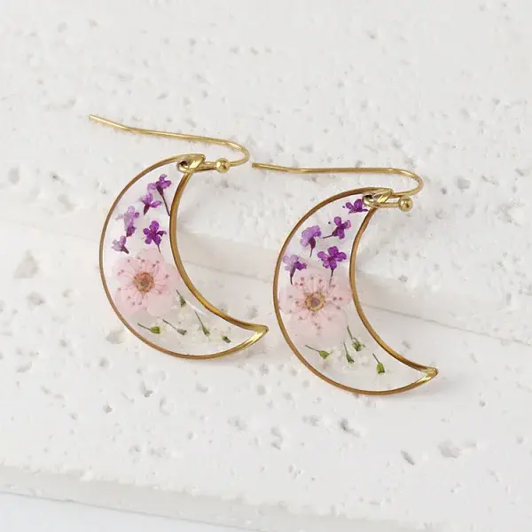 Moon 304 Stainless Steel Dangle Earrings