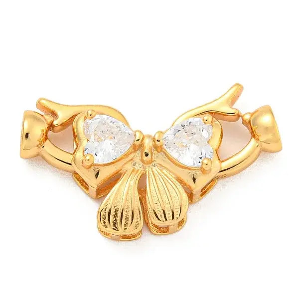 925 Sterling Silver Micro Pave Clear Cubic Zirconia Fold Over Clasps