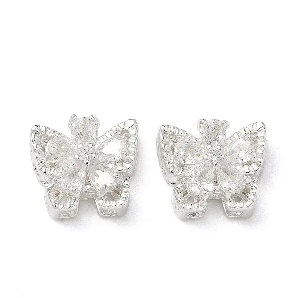 Brass Micro Pave Cubic Zirconia Beads