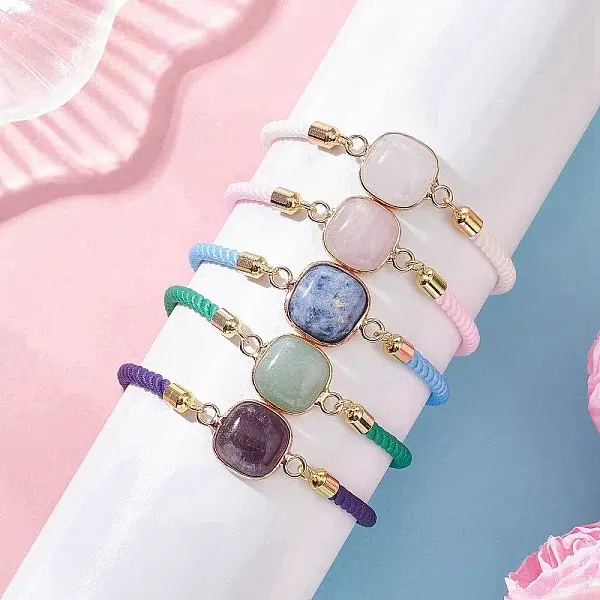 Natural Gemstone Beads Silder Bracelets