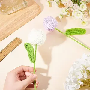 2Pcs 2 Colors Cotton Knitting Artificial Flower