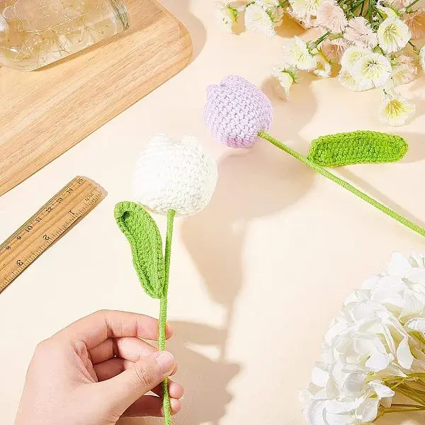 2Pcs 2 Colors Cotton Knitting Artificial Flower