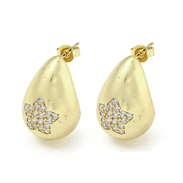 Brass with Cubic Zirconia Stud Earrings