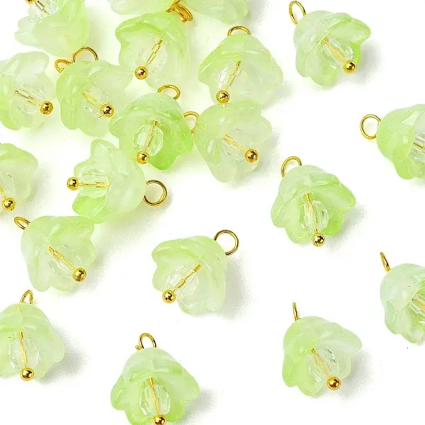 20Pcs Glass & Acrylic Flower Pendants