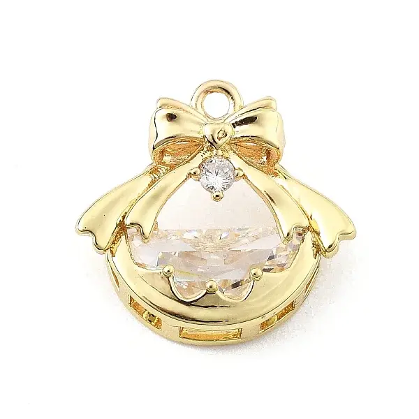 Brass Micro Pave Clear Cubic Zirconia Pendants