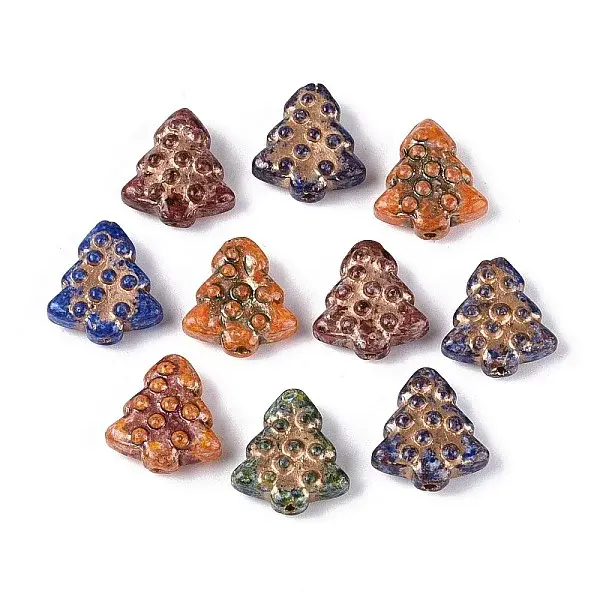 Picasso Baking Paint & Golden Metal Enlaced Glass Beads