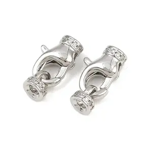 Brass Micro Pave Clear Cubic Zirconia Cord Ends