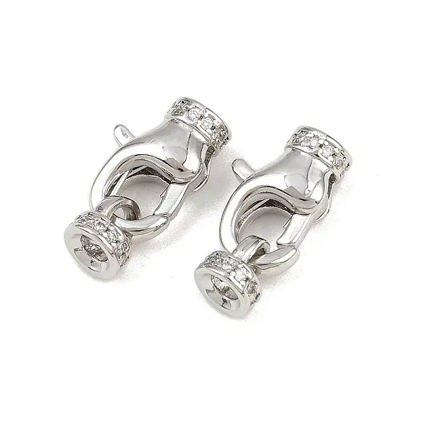 Brass Micro Pave Clear Cubic Zirconia Cord Ends